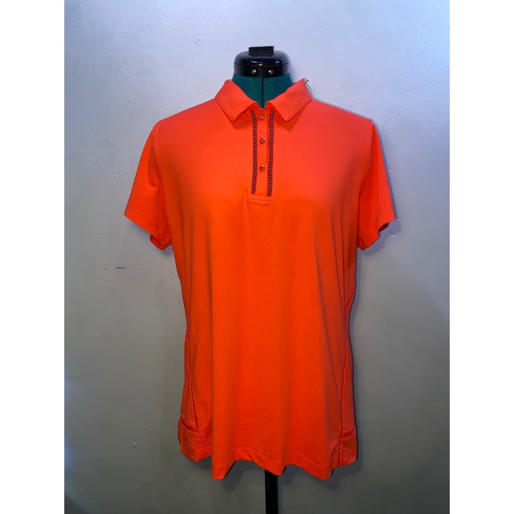 Lady Hagen Womens Golf Polo Shirt Neon Orange Short Sleeve Performance Top Sport